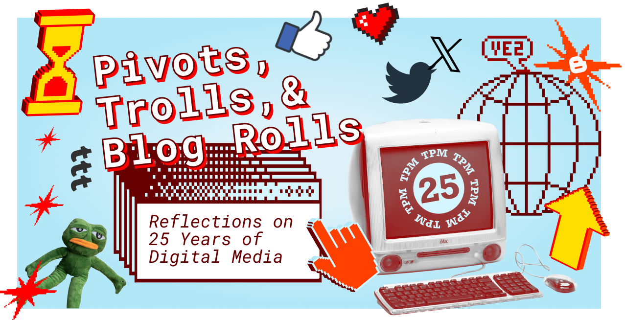 a collage of icons and imagery meant to evoke the history of blogging from 2000 to 2025