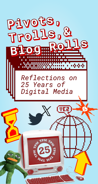 a collage of icons and imagery meant to evoke the history of blogging from 2000 to 2025